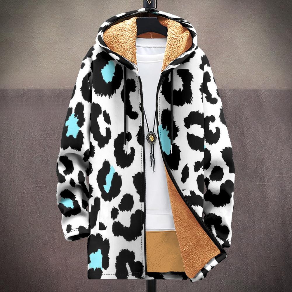 New Jacket Multi-colored Pattern Elements B1 Zipper Hooded Cardigan Thickened Winter Fleece Trendy Padded Clothes