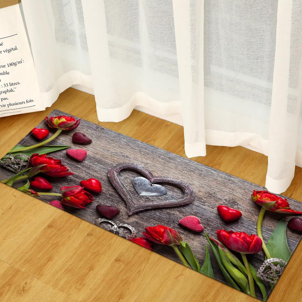 Valentine'S Day Rose Romantic Floor Mat Door Mat Kitchen Mat