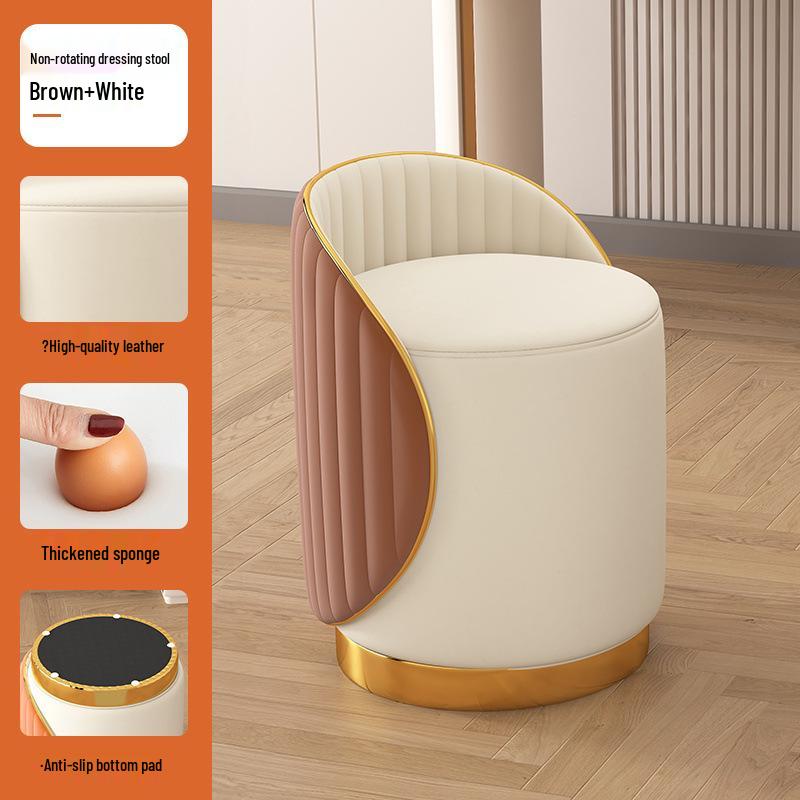 Stołek do makijażu z litego drewna: Lekki Luksus Okrągłe Krzesło do Salonu lub Toaletki, Dostawa Tego Samego Dnia