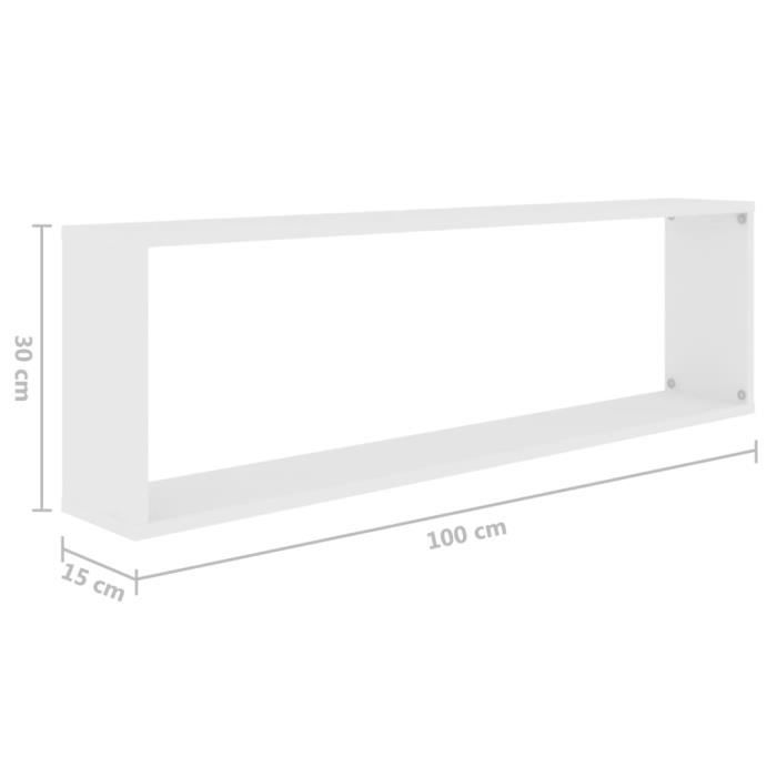 VidaXL Étagères cube murales 2 pcs Blanc 100x15x30 cm Aggloméré