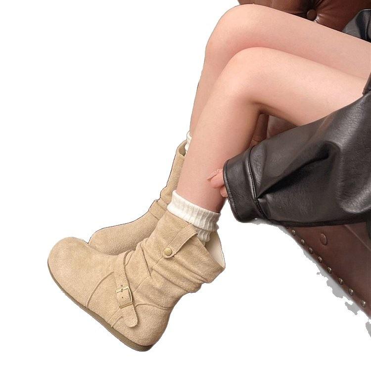 Small man pleated pile boots single boots year new Birkenstock western cowboy boots autumn sleeve short boots