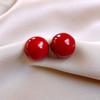 Silver Needle Ankara Red Geometric Stud Earrings Female Korean Ins Fashion Design Earrings High-end Exquisite Earrings