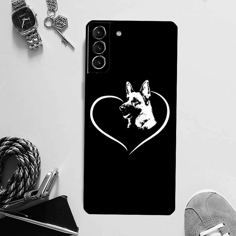 Cartoon German Shepherd Dog Case For Samsung Galaxy S24 Ultra S23 S22 S21 S20 Plus Note 10 Note 20 S9 S10 S21 FE Cover
