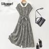 Sibaishe Elegantes A-Linien-Farbblock-Print-Midikleid