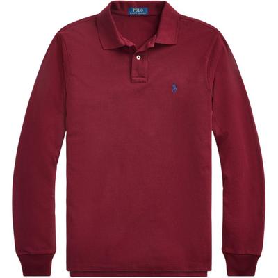 Polo Ss24 Bawełniana koszulka polo z długim rękawem z haftowanym kucykiem Męskie topy Burgundowy MNPOKNI16820735-600