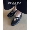 Version cuir de vache~ Chaussures simples françaises en cuir pour femmes, ballerines plates noires super douces, chaussures de soirée avec jupe, chaussures Mary Jane