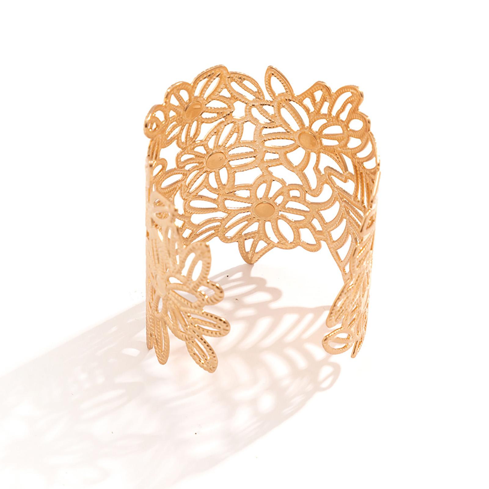 

Винтажный браслет в форме листа, минималистичный модный широкий полый браслет в форме листа для женщин K1 Белый K1 One Size золотистый