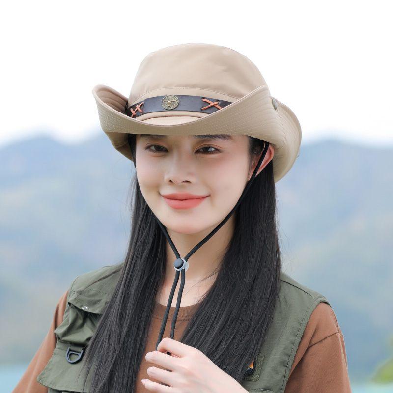 Chapeau d'alpinisme pour femmes Été Protection UV Pare-soleil Chapeau bob de pêche Rétro Crème solaire Chapeau en denim