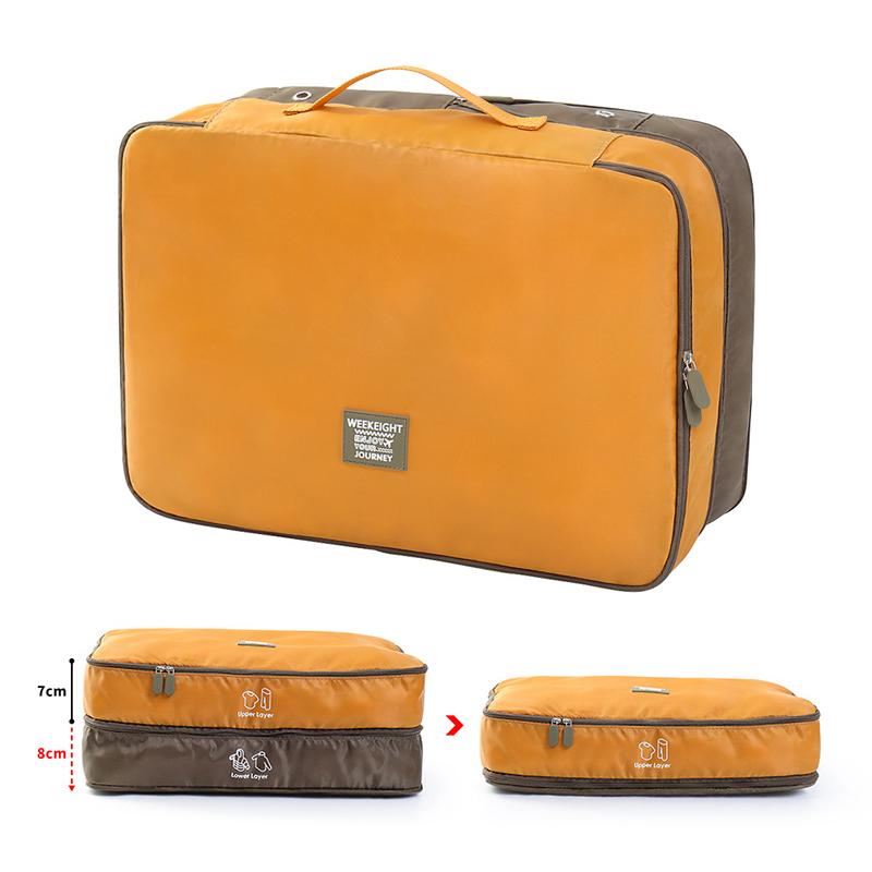 1 st Klädförvaringspåse Dubbla lager Stor kapacitet Kompressionsförvaringspåse Bärbar Reseklädförvaringspåse med handtag