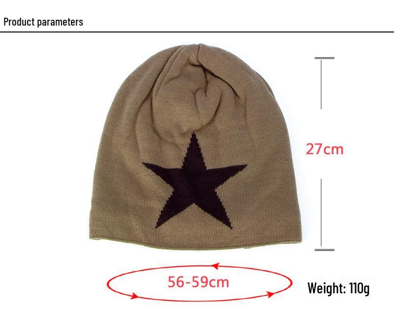Trendy Korean Style Men's Knitted Wool Hat with Velvet Lining and Star Design for Winter