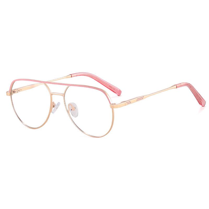 Trendy Pilot Reading Glasses Women Metal Frame Anti Blue Light Ultralight Presbyopia Eyewear with Diopter