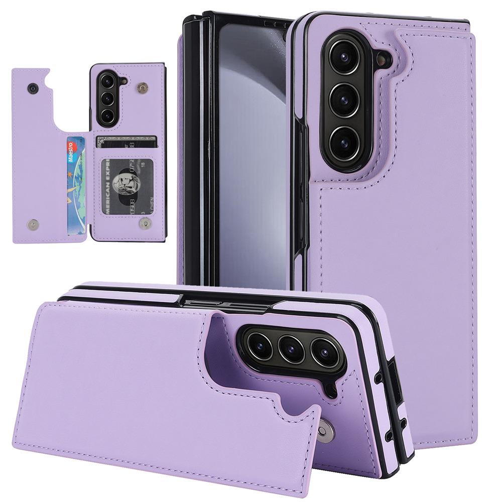Credit Cards Slot Leather Phone Case For Samsung Galaxy Z Fold 7 Fold 6 5 Fold 4 3 Wallet Kickstand Shockproof Cover
