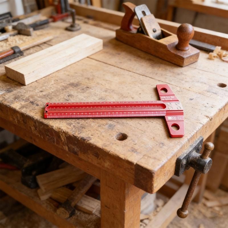 High Strength Marking T Ruler Aluminum Woodworking Scriber Marking Gauge Deluxe Hole Scribing Ruler