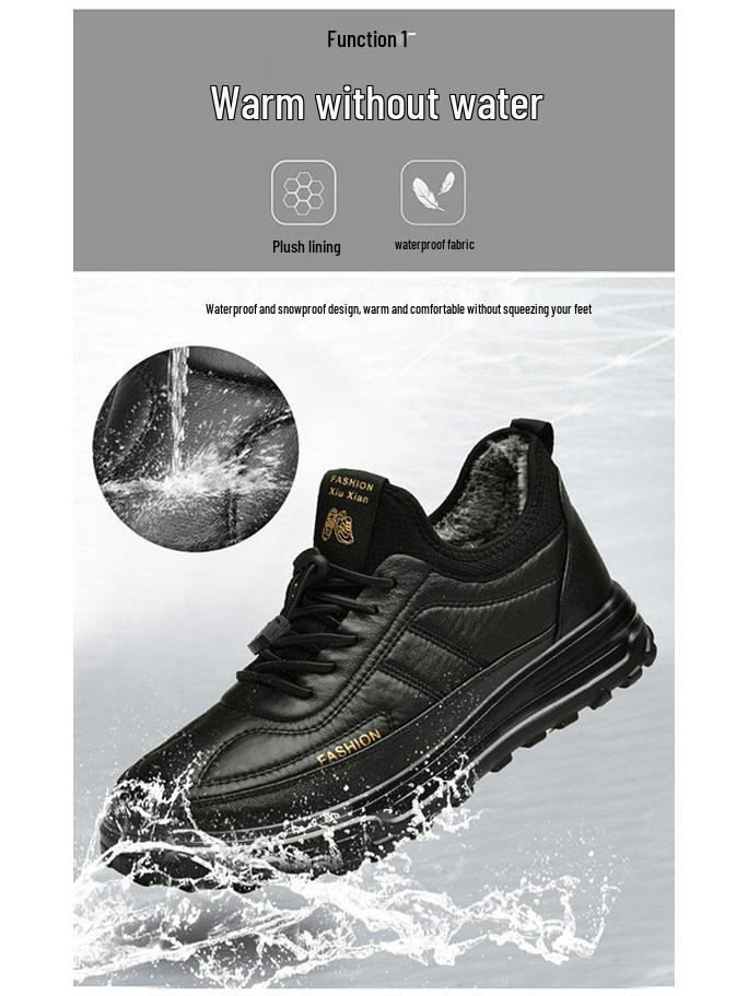 Men's Winter Cotton Snow Boots - Fleece Lined, Thickened & Comfortable Casual Sports Shoes