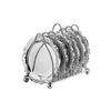 7 Pcs/set Zinc Zinc Zinc Alloy European Decor Racks Carved Metal Cake Tray Patterned Cup Mat  Fruit Tray