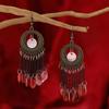Wind bohemian shell earrings retro ethnic style long fringed earrings seaside vacation style earrings women