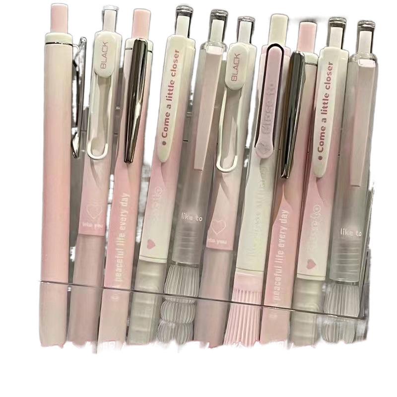 Pink Blush Gel Pen - Girlish Heart Gradient, Quick-Drying, Double Bead, CS Spring Style