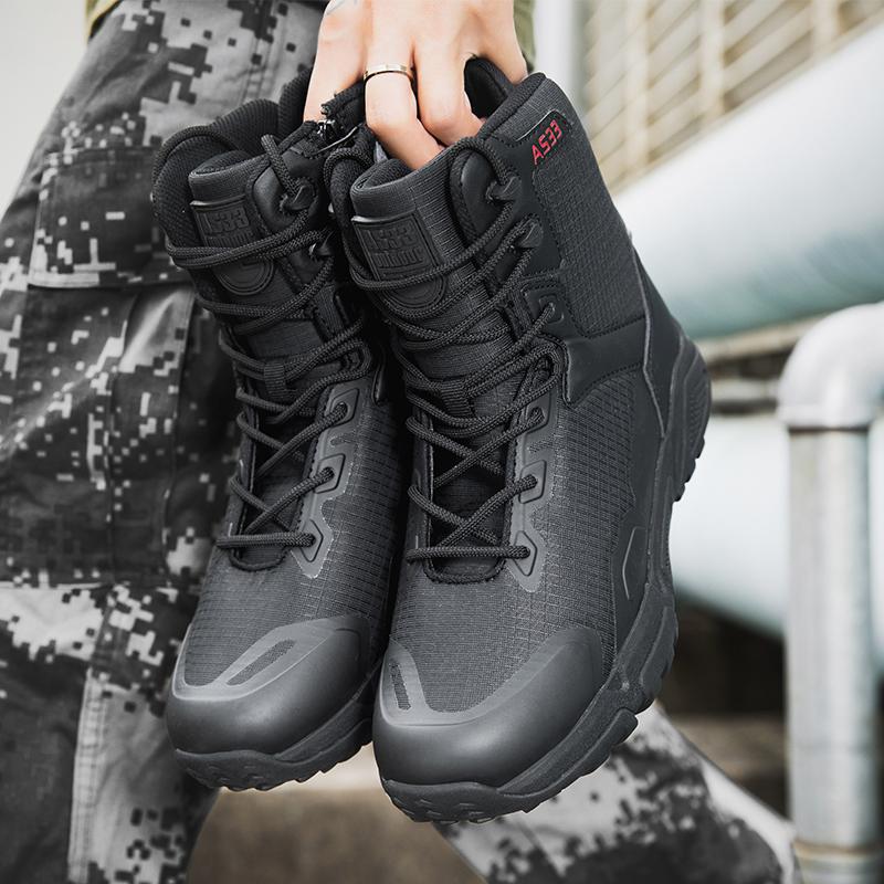 

Мужские водонепроницаемые походные ботинки, охотничьи боевые тренировочные ботинки, прочные ботинки для альпинизма на открытом воздухе, ботинки камуфляжной расцветки EU: 39 чёрный