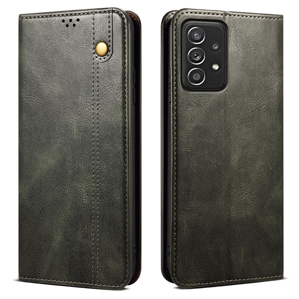 

For Samsung Galaxy A52 4G/5G/A52s 5G Case Crazy Horse Texture Waxy Leather Wallet Stand Phone Cover Green