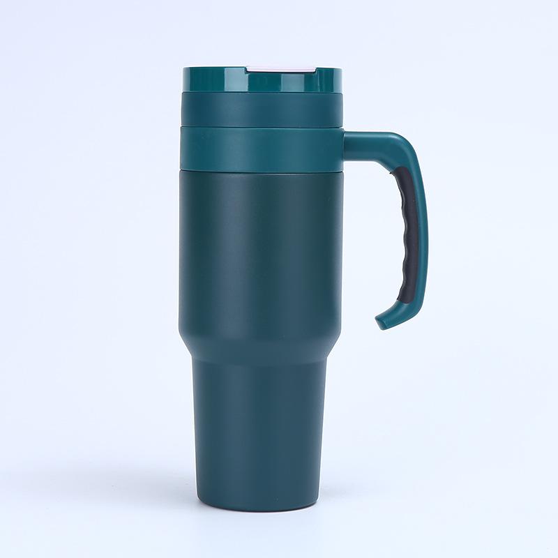 40oz 304 Stainless Steel Insulated Water Bottle Thermal Coffee Car Cup Cold Hot Mugs Vacuum Flask With Handle Straw For Sport