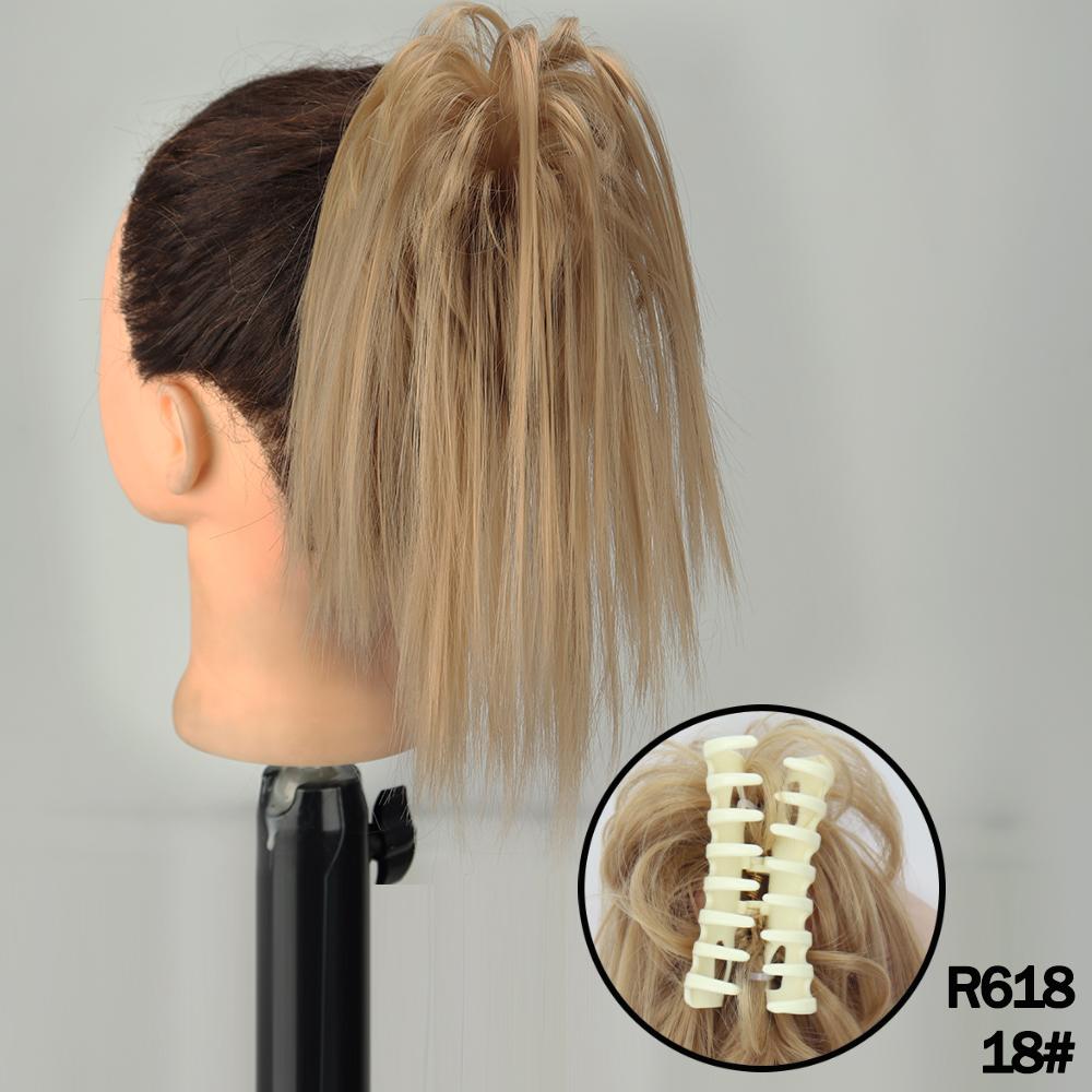 MERISIHAIR Synthetic Messy Hair Bun Claw Clip-in Hair Extensions Natural Grey Brown Claw Clip Bun Accessories For Everyday Wear