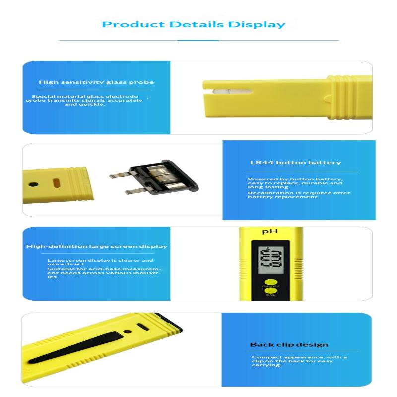 Digital Ph Tester Pen High Precision Lcd Display 3 Calibration Packs For Drinking Water Aquarium Pool Testing