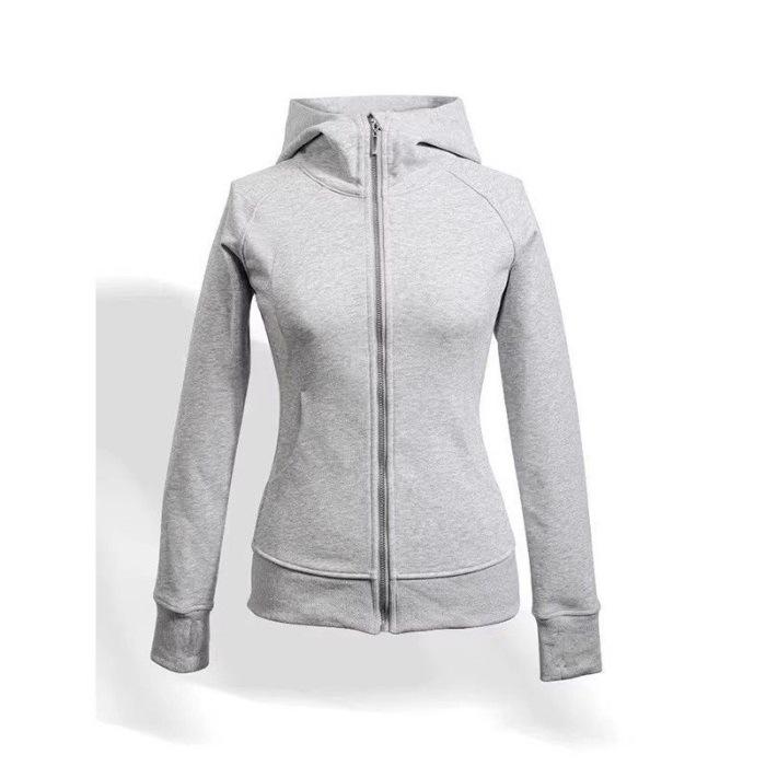 Women's Hooded Sweatshirt Jacket - Straight Shoulder, Fitted, for Spring and Autumn, Taiwan Design