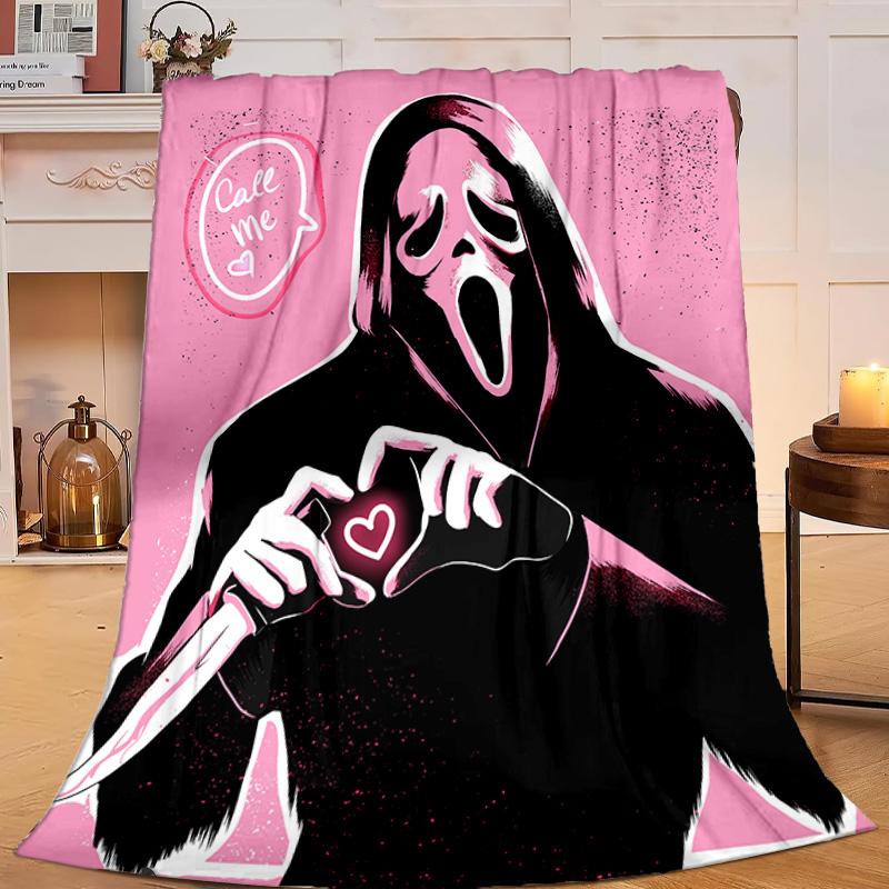 1PC Scr-eam Horror Movie Flannel Blanket Gift, Suitable for Both Men And Women, Soft Ideal for Beds And Sofa, Birthday Or Christmas Gift