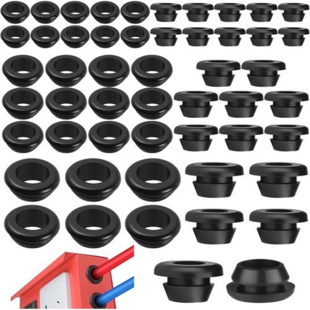 Black Cable Hole Plugs Rubber Grommet Assortment Kit Ring  Electrical Wiring