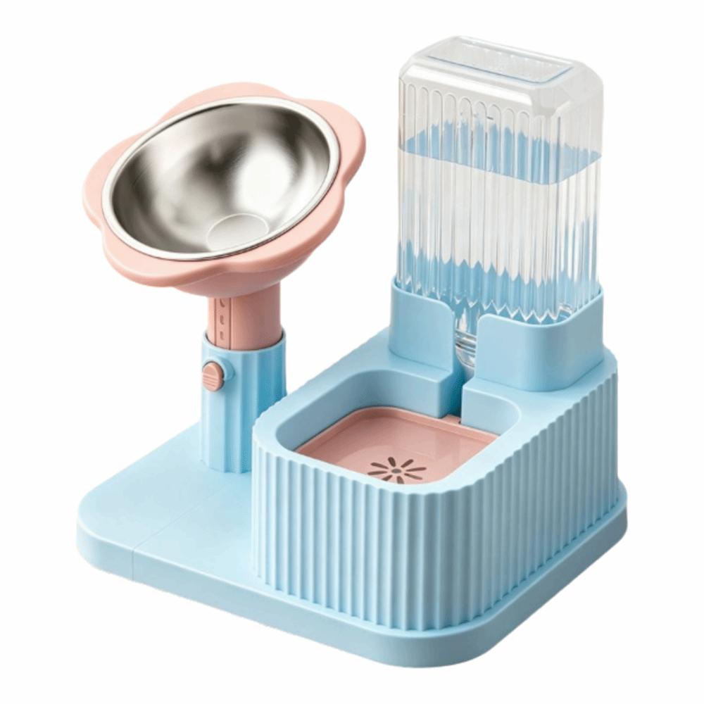 2-in-1 Pet Bowl Adjustable Height Automatic Water Dispenser Cat Water Food Bowl Cat Feeding