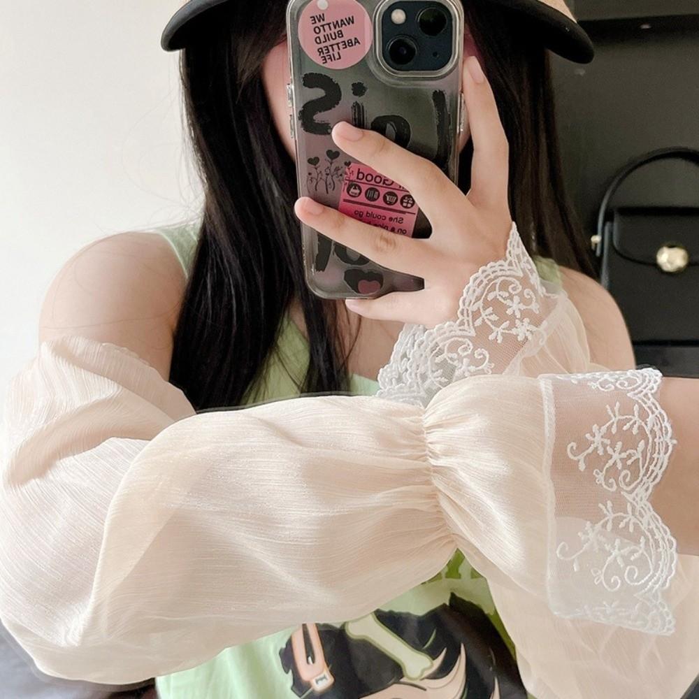 Anti-UV Driving Gloves Breathable Floral Lace Gloves Fashion Sun Sleeves