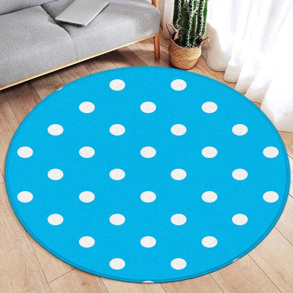 White Dot Black Round Carpet Modern Geometric Minimalist Rug Home Living Room Bedroom Decorative Flannel Mats Floor Rugs