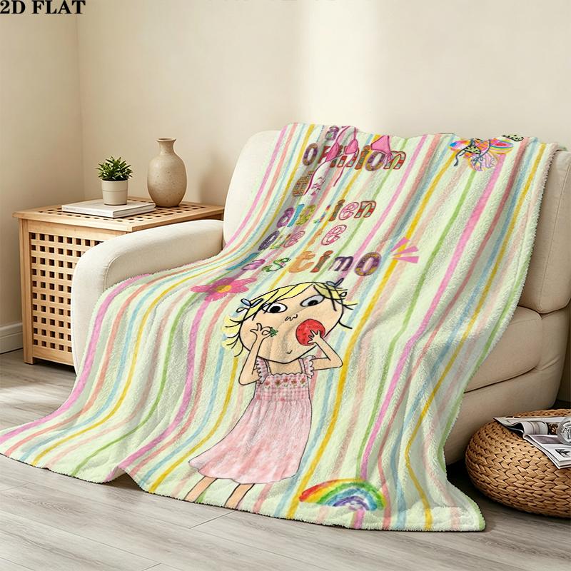 Charlie Lola Print Flannel Blanket, High quality Comfortable for All Seasons, Home Decor, Warmth and Comfort, Perfect for Christmas Gifts
