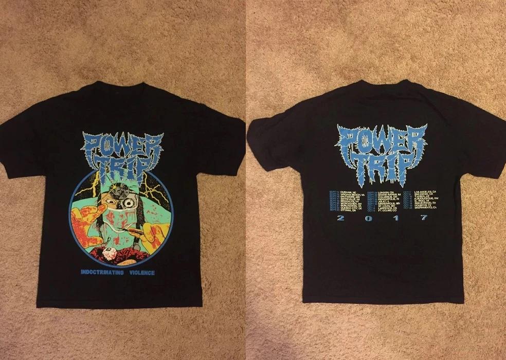 Power Trip Band 2017 Tour Black Tee Shirt 2 Sided Graphic Metal Hardcore Tee 3XL