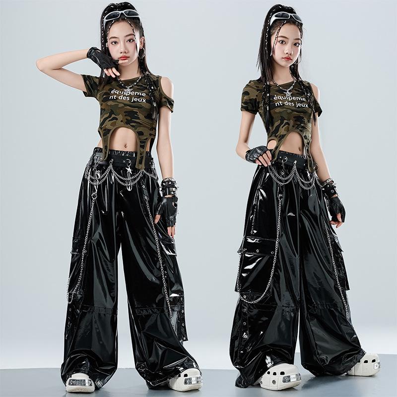 Trendiges Jazz-Crop-Top für Mädchen: Modisches Hip Hop Street Dance Performance Kostüm
