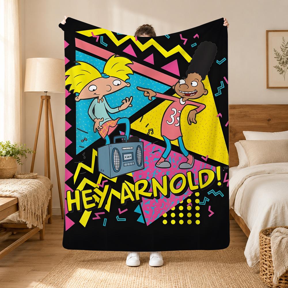 Hey Arnold Cartoon Throw 240g flannel blanket, suitable for sofas, beds, offices,  exquisite gift blankets