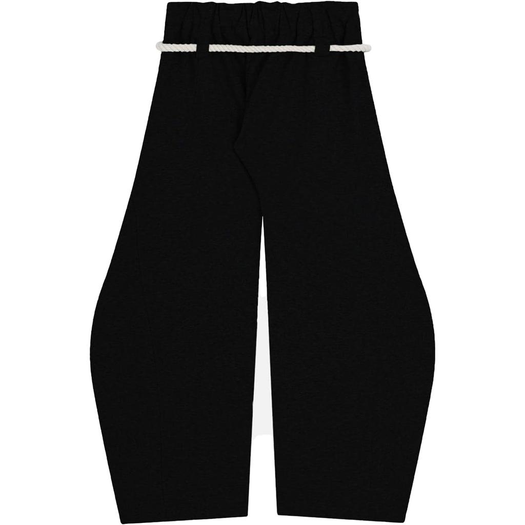 Women's Vintage Drawstring Sweatpants With Heart Embroidery Wide-Leg Curved-Hem Pants Loose-Fit Casual Sweatpants Long Pants