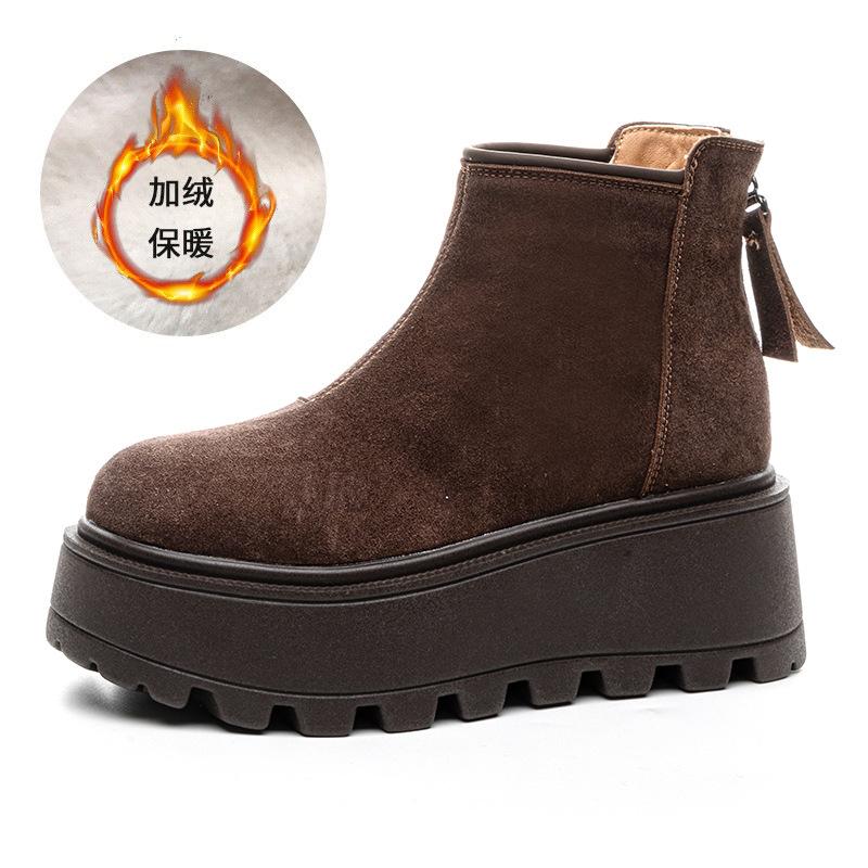 Casual Short Boots Women's 2025 New Martin Boots Non-slip Heightening Thick-soled Snow Boots Children's Autumn and Winter Leather Women's Shoes