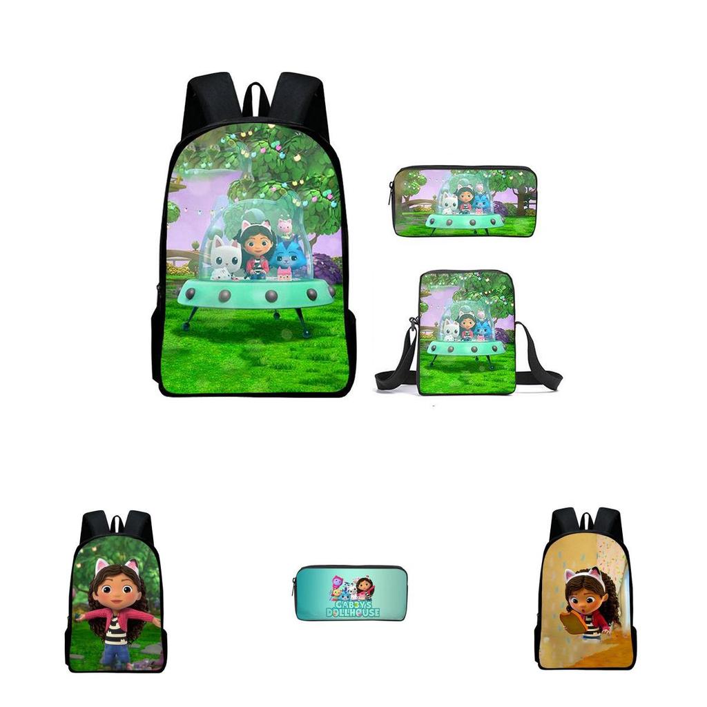 Gabby's Dollhouse Backpack Featuring Stylish Cartoon Design And Adjustable Shoulder Straps For Students