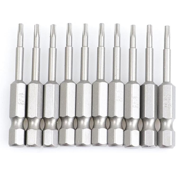 50mm 10Pcs OR 13Pcs Set Security Tamper Proof Magnetic Screwdriver Drill Bit Screw Driver Bits Hex Torx Flat Head 1/4" Hand Tool Screwdriver(T30
