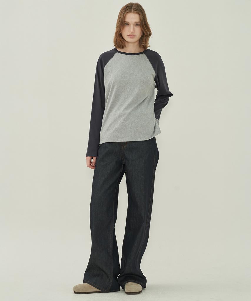 MOTT Raglan Stitch T-Shirt - Navy Gray