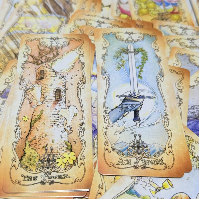 12*5,5cm Niedrige Angst Tarotkarten Englisch 78 Stück Deck Geheime Ergänzung Die Sprache der Blumen Feen-Stil Cartoon Tarotkarten