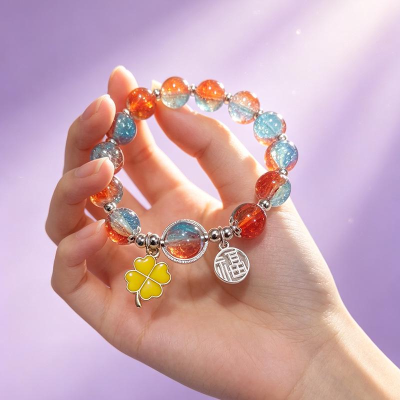 Summer Special Two-Tone Glass Beads Floral Bracelet – Luxurious & Soft Design for Women and Students