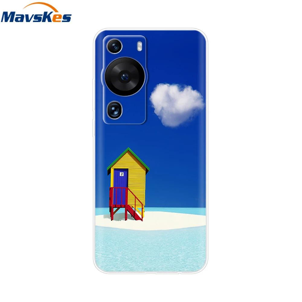 For Huawei P60 Pro Case Cute Heart Cartoon Painted Silicone Clear TPU Back Cover For Huawei P 60 P60 2023 P60Pro Phone Cases