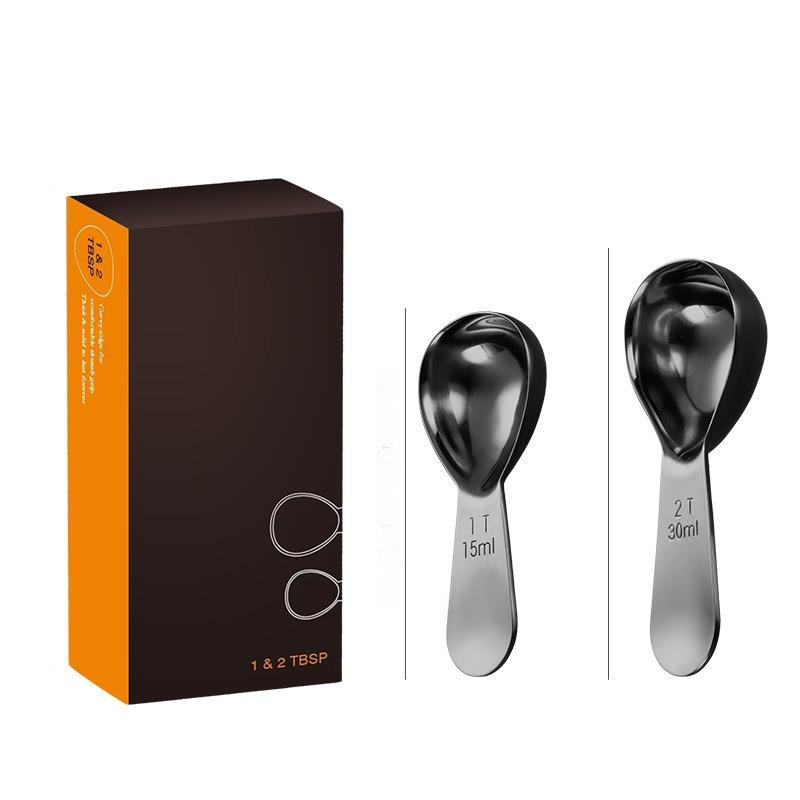 

Популярная ложка для кофейного порошка из нержавеющей стали 304 со шкалой, 30 мл, 15 мл, инструмент для выпечки, мерная ложка для кофейных зерен