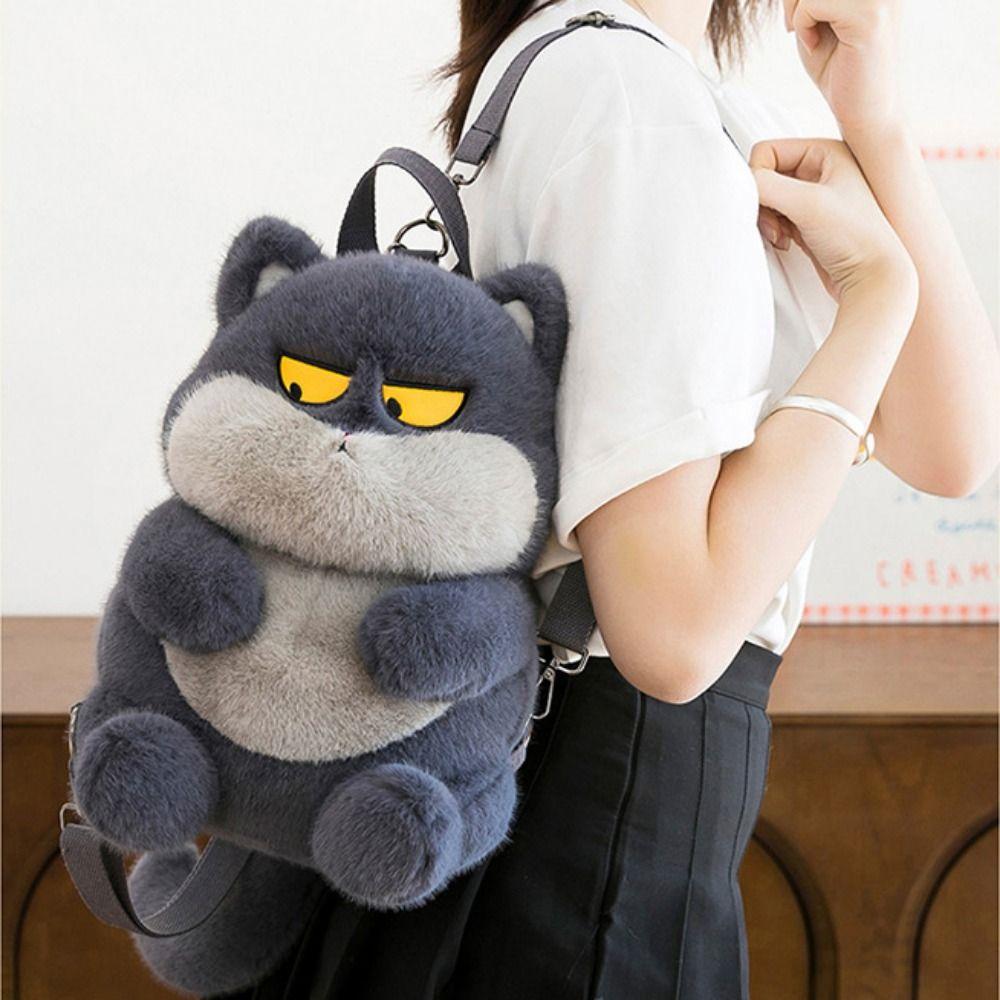 Phone Bag Little Cat Doll Shoulder Bag Animals Cartoon Plush Schoolbag Cat Plush Backpack  Students