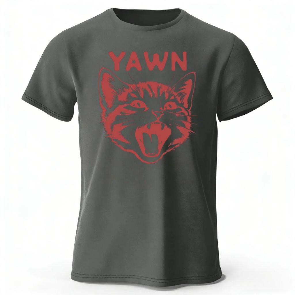 New Trendy Lazy Cat Cotton Short Sleeved Men Daily Sports Fitness Running Top Soft and Breathable Oversized Loose Casual Tshirt