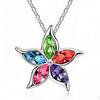 Women Austrian Five-Leaf Peach Blossom Crystal Eye Pendant Alloy Short Necklace