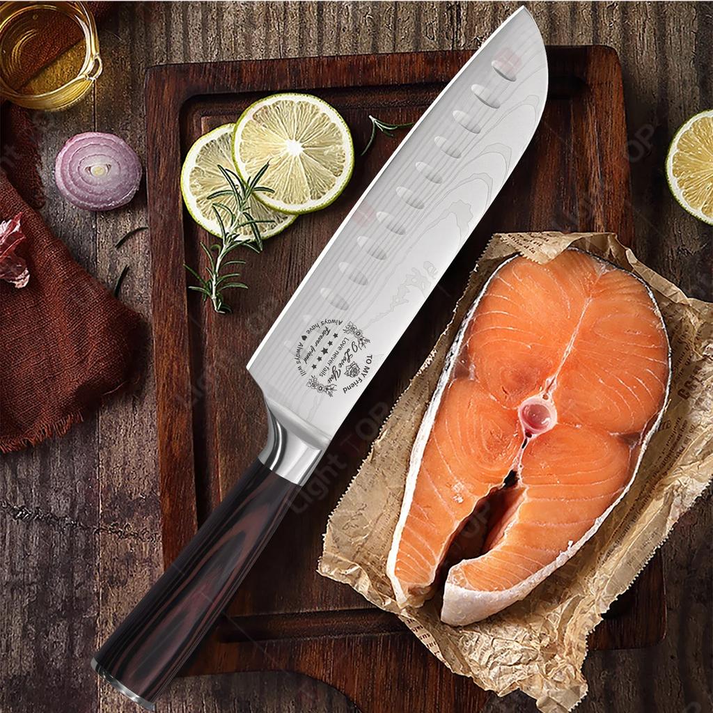 WXCOO Professional Chef's Knife Japanese Sharp Meat Cleaver Cooking Damascus Laser Kitchen with Gift Box Fruit Slicing Knife