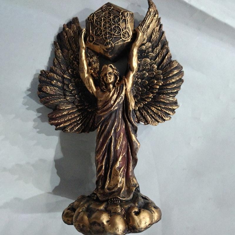 Talmudic Judaism Metatron Angel Holding Sacred Flower Of Life Geometric Statue Angelic Celestial Scribe Prophet Enoch Figurine